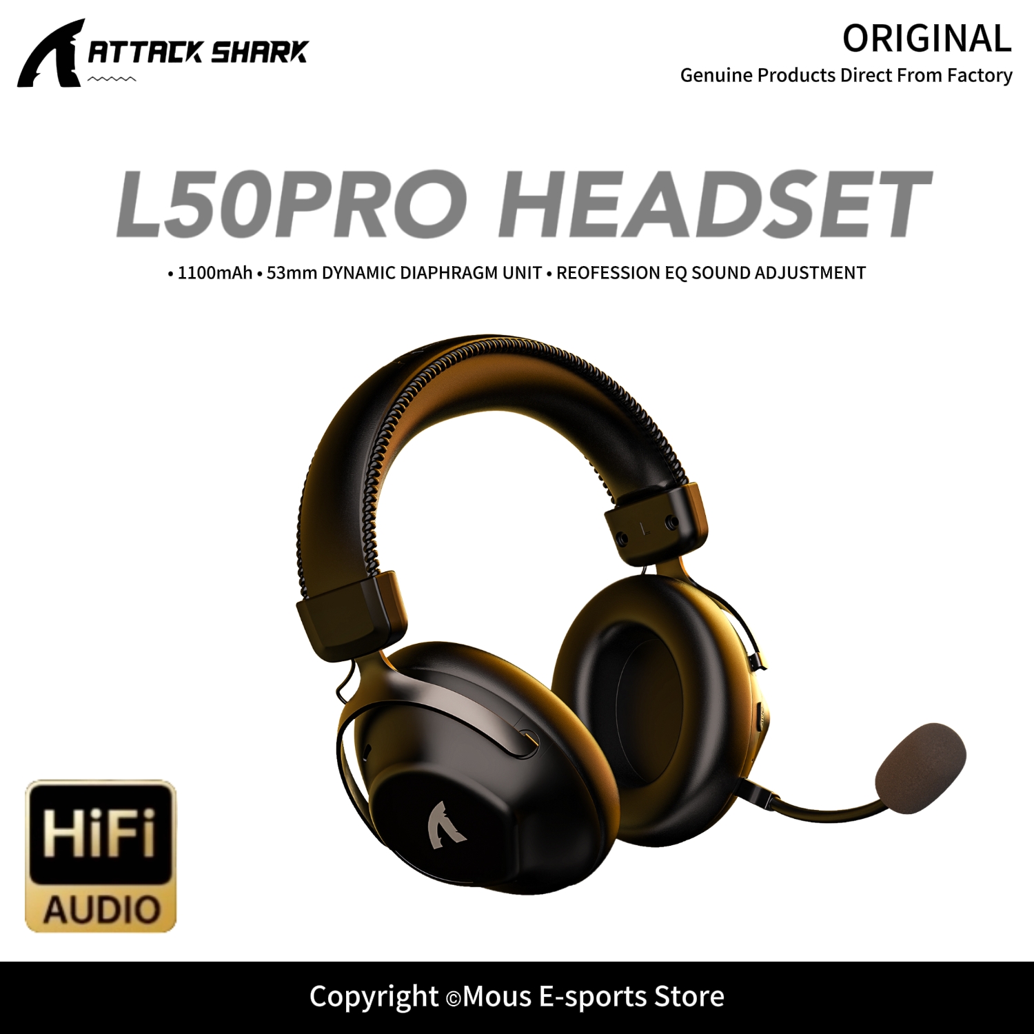 Esports Gaming Gear - ATTACK SHARK L50PRO draadloze headset met